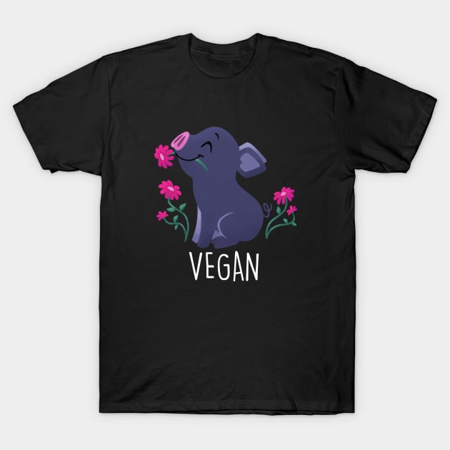 Peaceful Vegan Pig - Dark T-Shirt by cutevegan